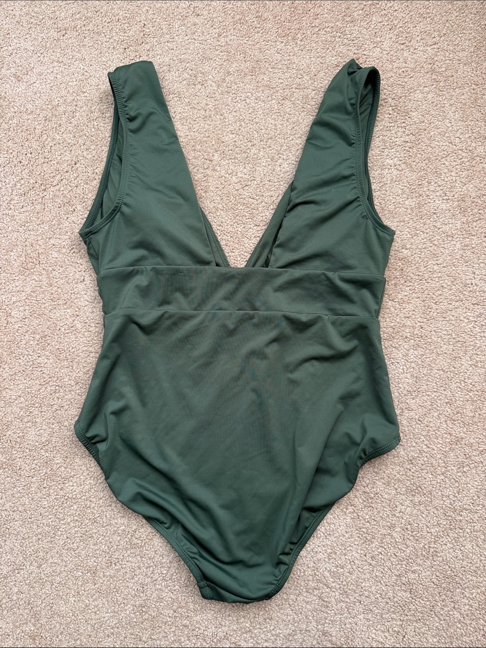 Andie The Mykonos Olive Green Deep V Wireless One Piece Swimsuit Size XL - Picture 3 of 8